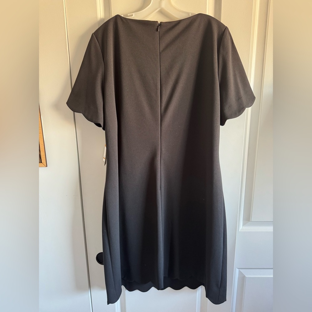 Kasper Black Mini Dress with Scalloped Hem - Picture 3 of 9